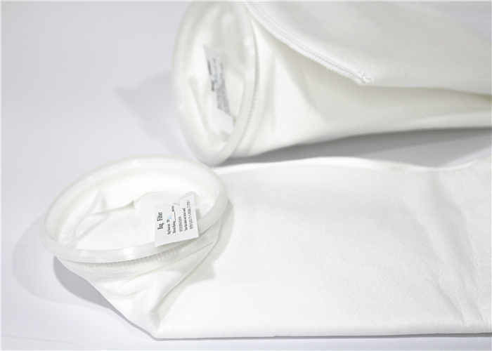 100 300 Micron Filter Bag , Fabric Nylon Filter Bag White Color Post Heat Setting