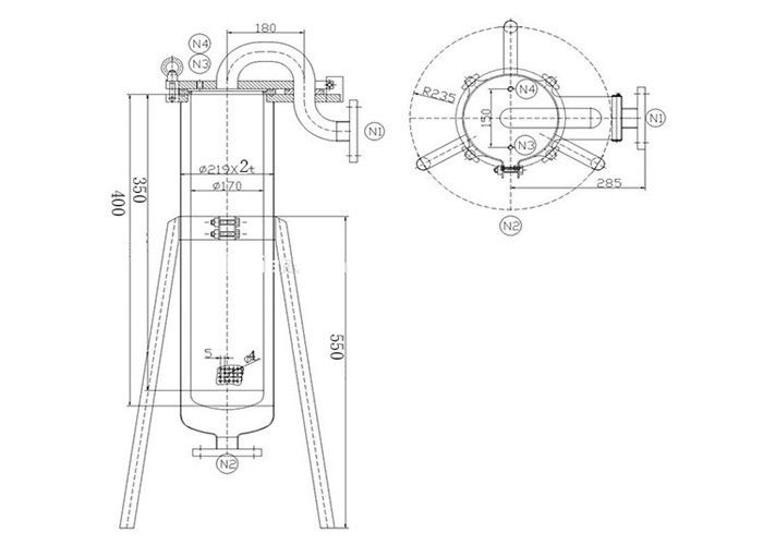 Glass Bead Blast Flange Bag Liquid Filter Housings For Water Treatment