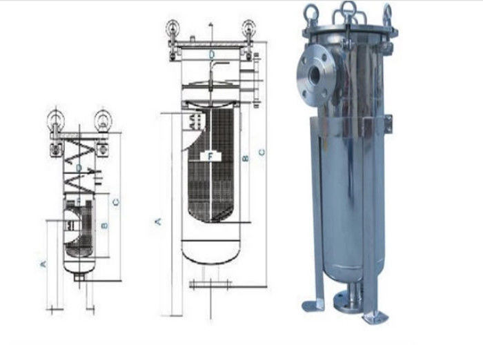 Precision 5 Micron Water Filter Housing , Stainless Steel Bag Filter Housing